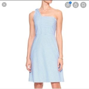 One shoulder banana republic striped dress